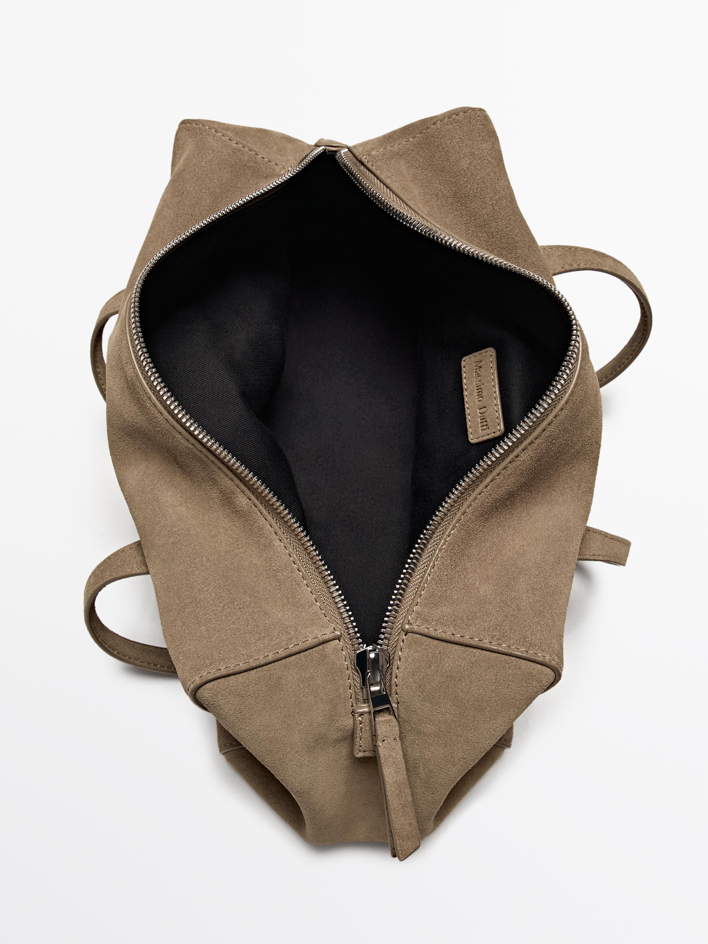 Split suede satchel bag